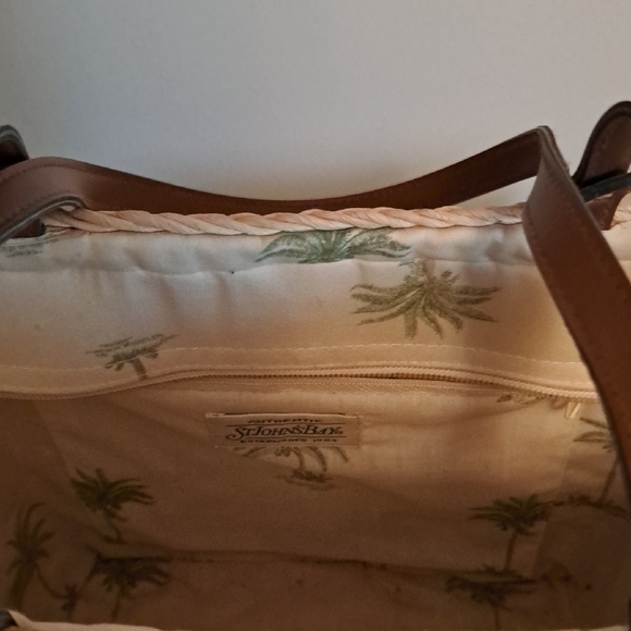 St. John Collection Woven Straw Tote with Pink Sequin Flamingos - Picture 4 of 7